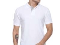 Fly Machin Men’s Collar T-shirt White with Grey
