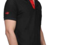 Fly Machin Men’s Collar T-shirt Black with Red