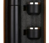 Wizard Matte Black Temperature Bottle With 2 Steel Cups Gift Set